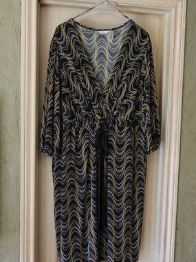 EUC London Times Woman Black Abstract Dress Size 22W